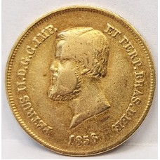 BRAZIL 1856 . FIVE THOUSAND 5,000 REIS . GOLD COIN . PETER II PEDRO